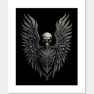 Winged Skeleton Occult Dark Satanic Witchcraft Emo Goth Posters and Art